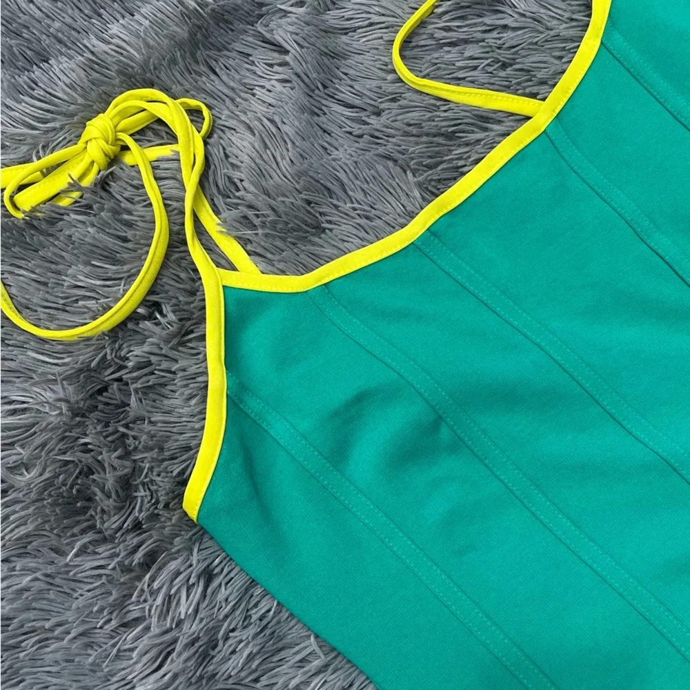 Fashion, nova curves, turquoise, mini dress, size large - Picture 3 of 5